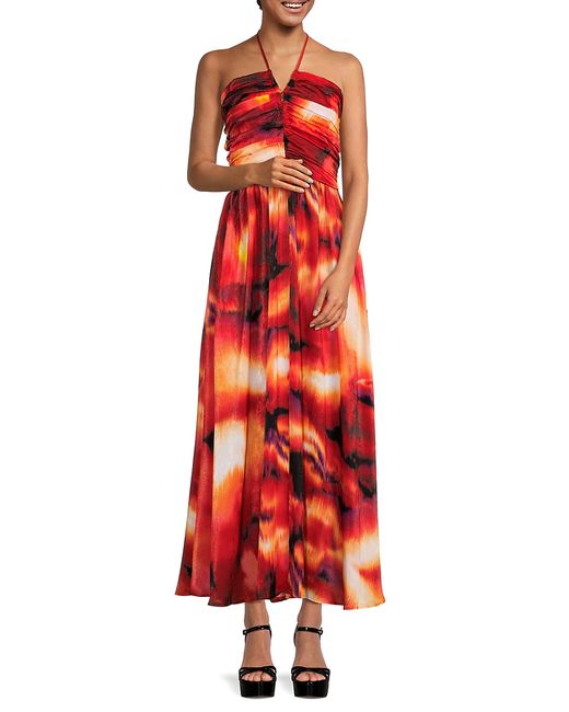 St. John DKNY Print Halterneck Maxi Dress