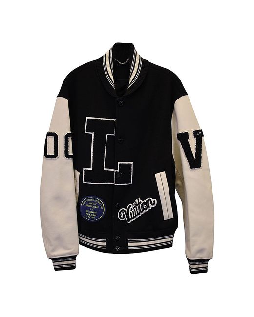 Louis Vuitton Vintage Varsity Jacket And White Cotton Leather