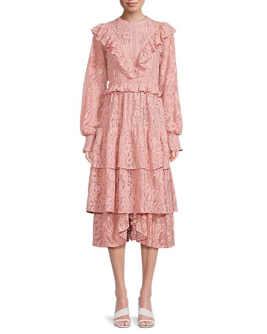 Rachel Parcell Ruffle Tiered Lace Midi Dress