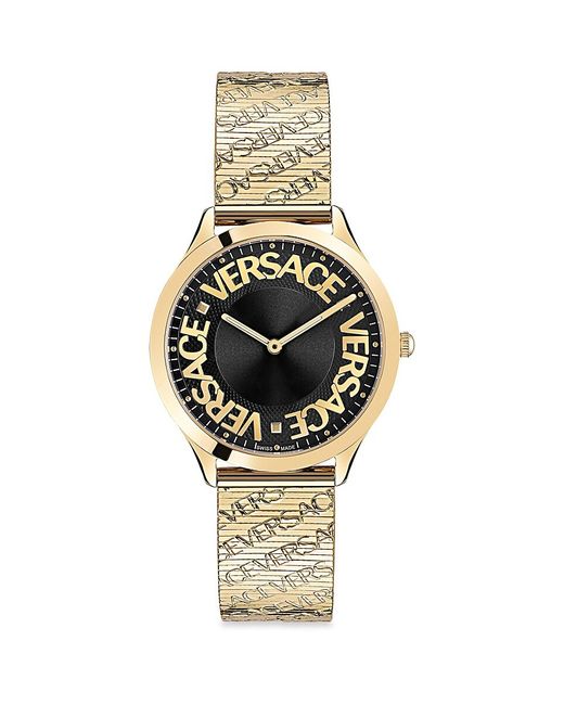 Versace Logo Halo 38MM Goldtone Stainless Steel Bracelet Watch