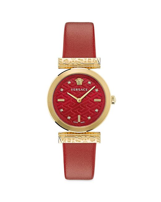 Versace Regalia 34MM Goldtone Stainless Steel Leather Watch