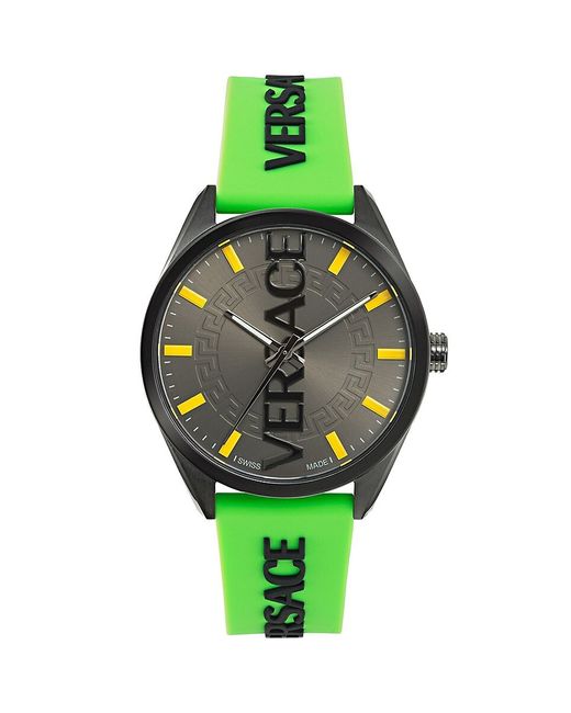 Versace V-Vertical 42MM IP Stainless Steel Silicone Strap Watch