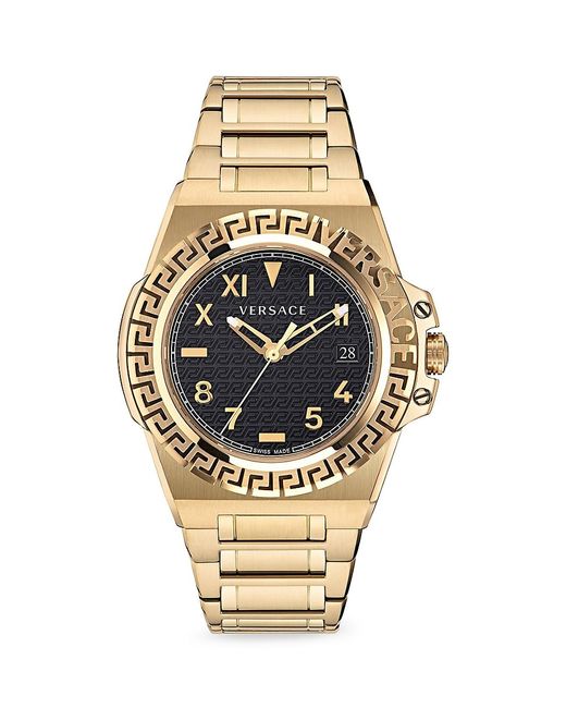 Versace Greca Reaction 44MM IP Goldtone Stainless Steel Bracelet Watch
