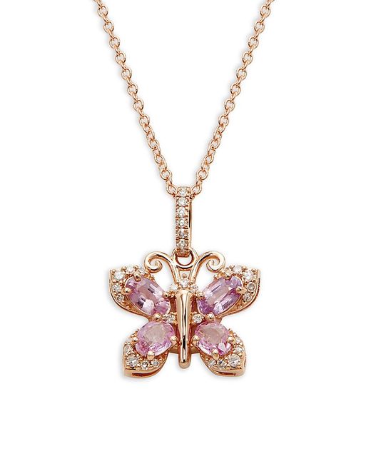 Effy 14K Rose Gold Diamond Butterfly Pendant Necklace