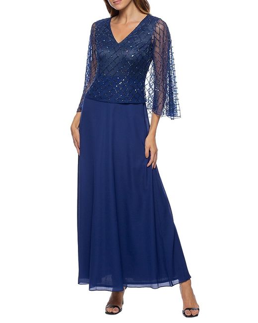 Marina Capelet Beaded A Line Gown
