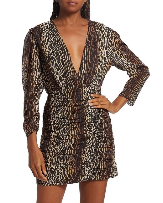 rixo Golden Leopard Stretch Silk Mini Dress