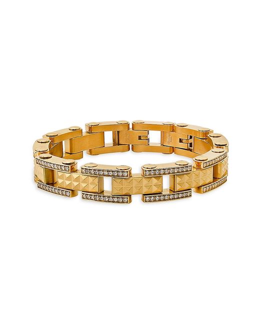 Anthony Jacobs 18K Goldplated Stainless Steel Simulated Diamond Stud Link Bracelet