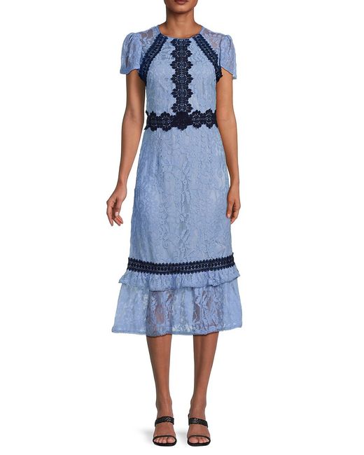 Rachel Parcell Contrast Lace Midi Dress
