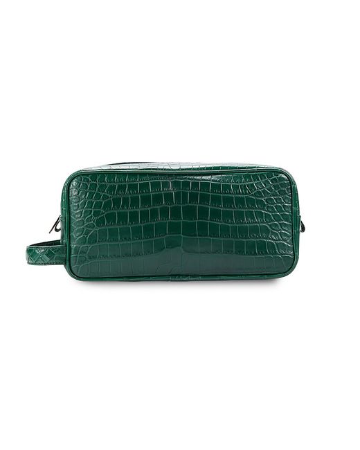 Bottega Veneta Croc-Embossed Leather Zip Shaving Pouch
