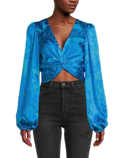 Ramy Brook Connor Floral Twisted Satin Crop Top