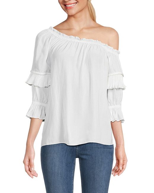 Ramy Brook Claire Ruffle Off Shoulder Top