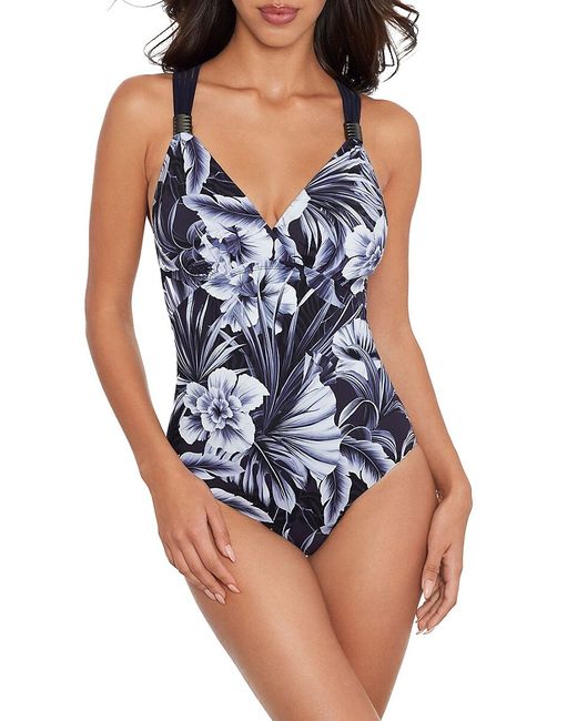 Amoressa by Miraclesuit Blue Panther Horizon Floral One-Piece Swimsuit