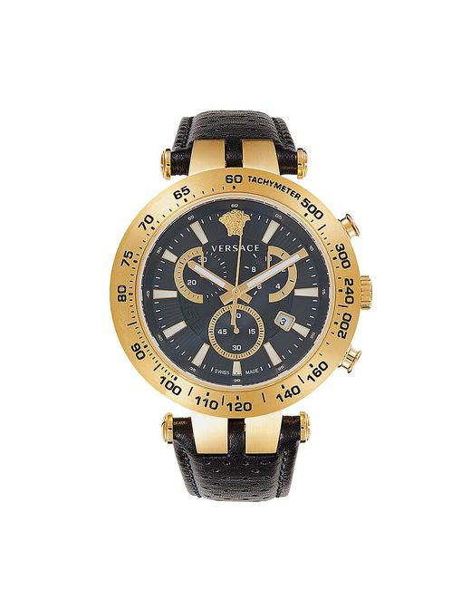 Versace Bold Chrono 46MM IP Stainless Steel Leather Strap Watch