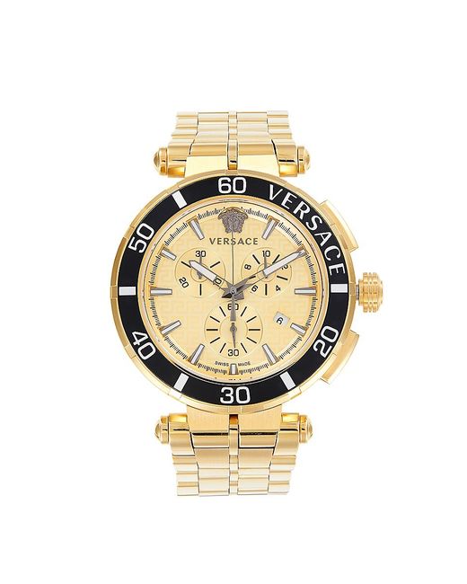 Versace Greca Chrono 45MM Goldtone Stainless Steel Bracelet Watch