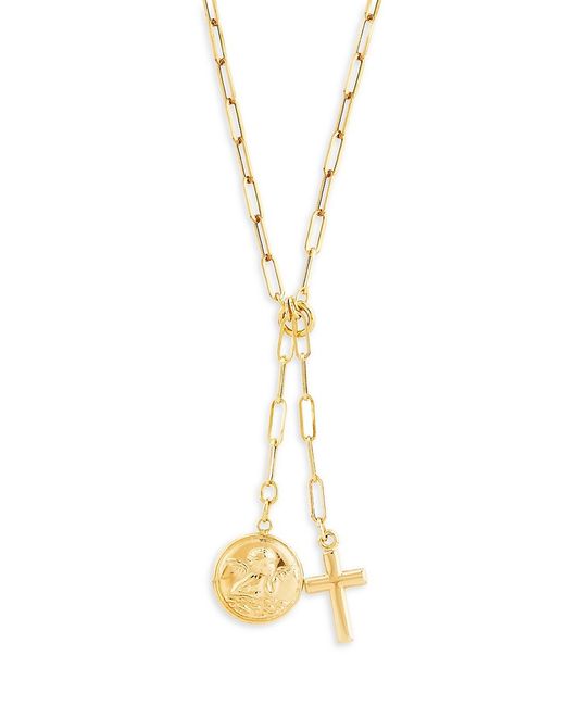 Saks Fifth Avenue Made in Italy Saks Fifth Avenue 14K Angel Disk Cross Lariat Necklace