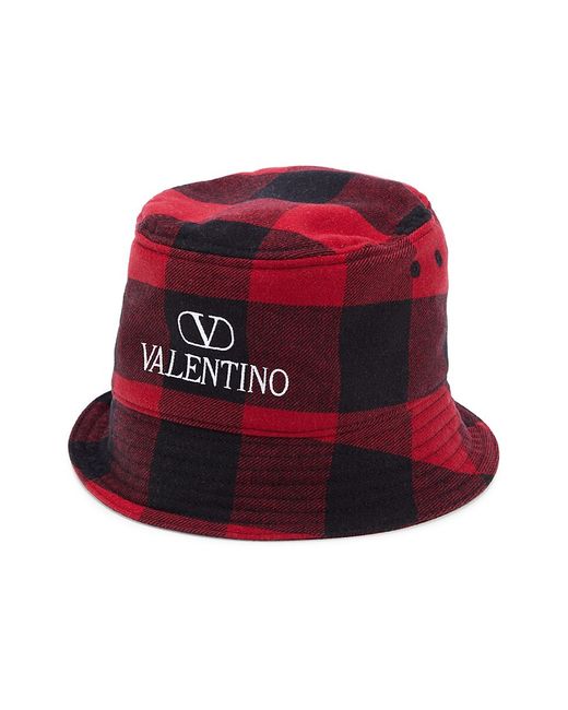 Valentino Garavani Logo Buffalo Checks Virgin Wool Bucket Hat