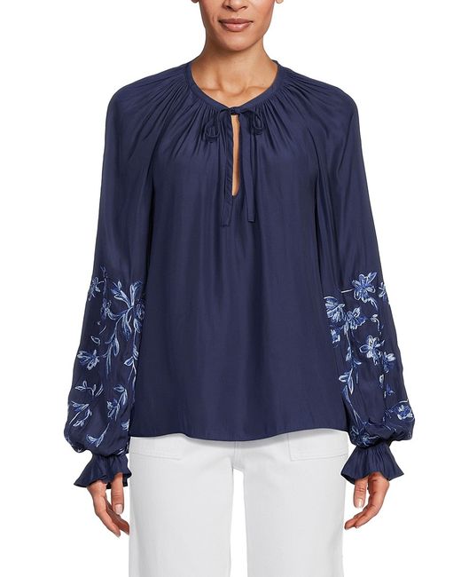 Ramy Brook Mahoney Floral Embroidery Blouse