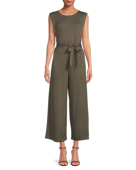 Max Studio French Terry Solid Belted Jumpsuit