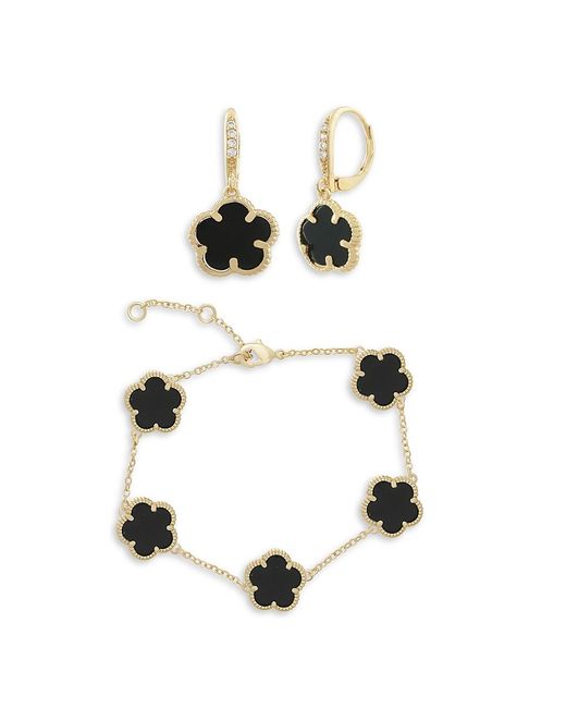 Jankuo Flower 2-Piece 14K Goldplated Earrings Bracelet Set