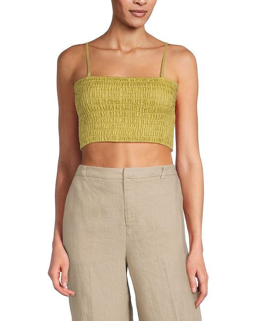 ATM Anthony Thomas Melillo Smocked Linen Crop Top