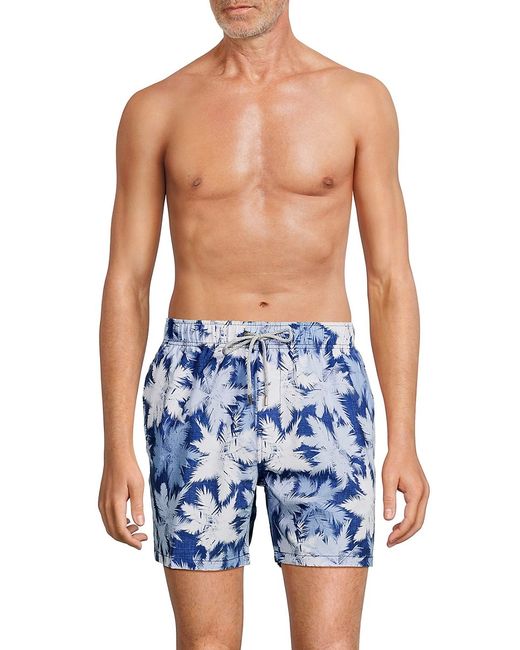 Vintage Summer Print Seersucker Swim Shorts