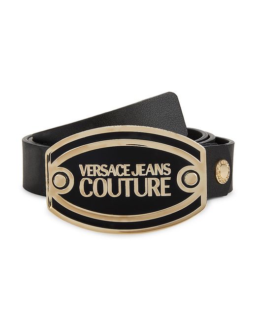 Versace Jeans Couture Plaque Buckle Logo Leather Belt