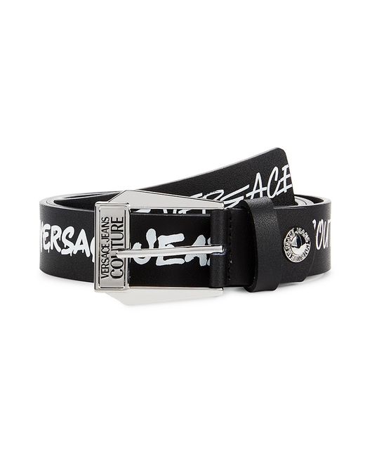 Versace Jeans Couture Frame Buckle Logo Leather Belt