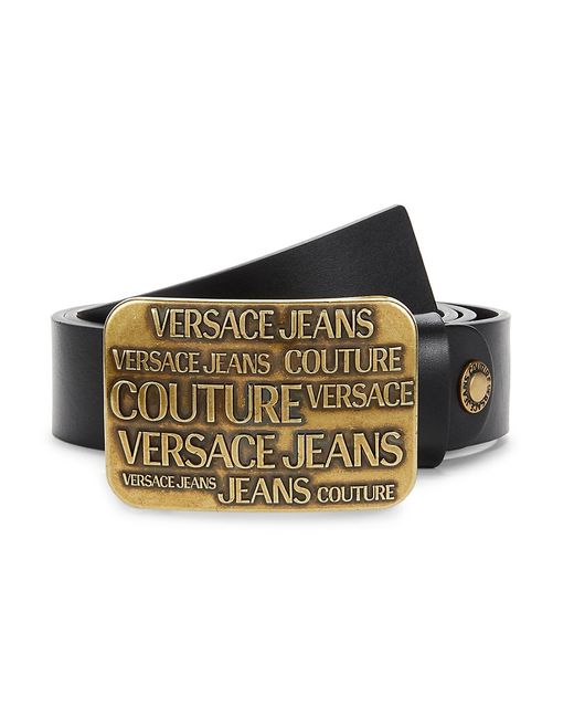 Versace Jeans Couture Plaque Bucke Logo Leather Belt