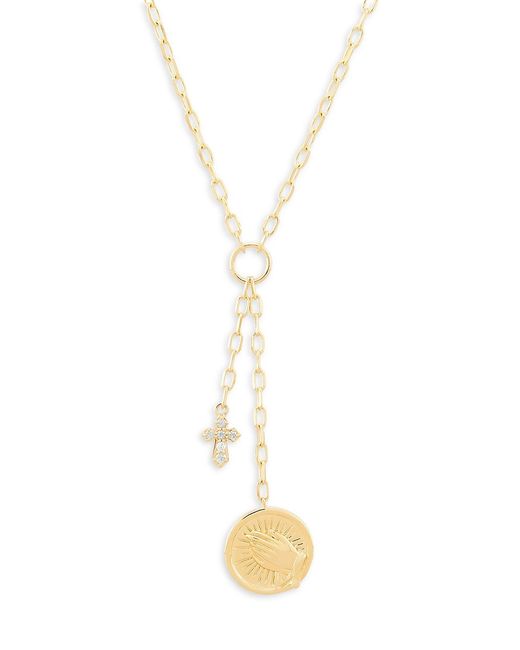 Saks Fifth Avenue Made in Italy Saks Fifth Avenue 14K 0.065 TCW Diamond Cross Lariat Necklace