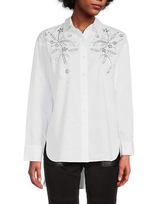 Karl Lagerfeld Beaded Floral Button Down Shirt