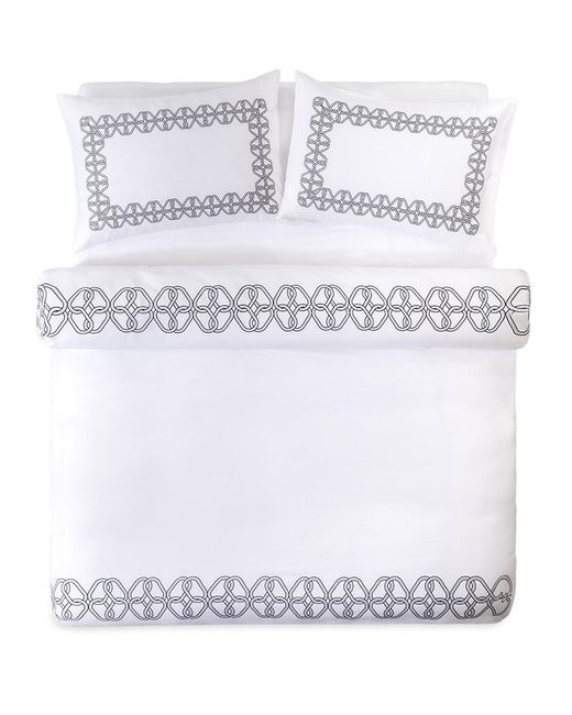 Brooks Brothers 3-Piece Tied Ovals Cotton Sateen Duvet Cover Set Queen