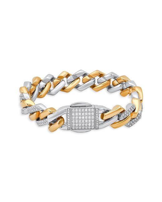 Anthony Jacobs 18K Stainless Steel Simulated Diamond Bracelet