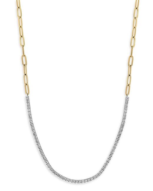 Effy Two Tone 14K 2 TCW Lab Grown Diamond Paperclip Chain Necklace