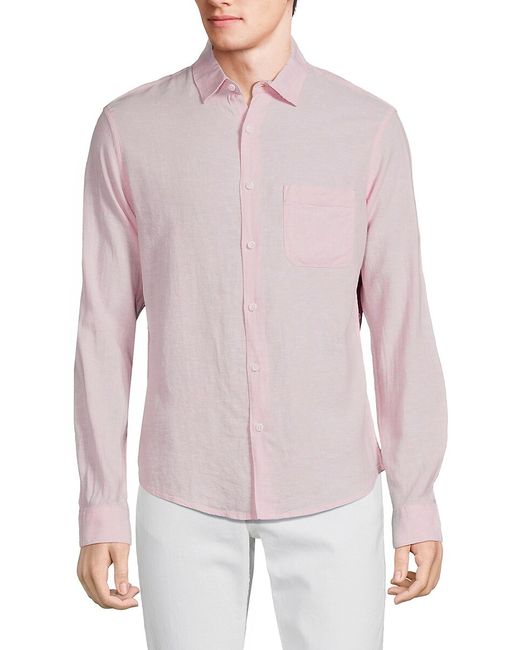 Saks Fifth Avenue Made in Italy Saks Fifth Avenue Linen Blend Button Down Shirt