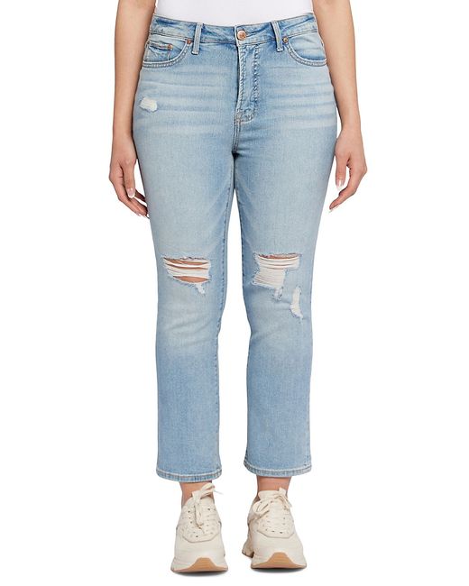 Seven7 High Rise Cropped Straight Jean With Destruction