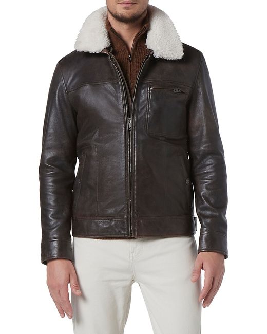 Andrew Marc Wallack Faux Shearling Leather Aviator Jacket