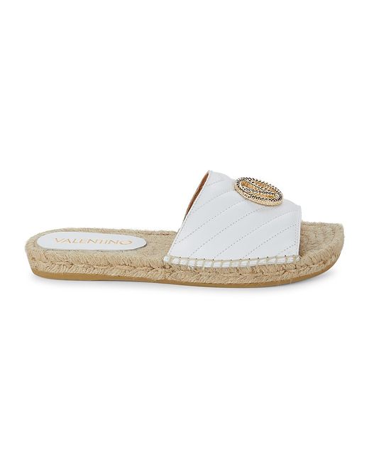 Valentino Bags by Mario Valentino Clavel Logo Leather Flat Sandals