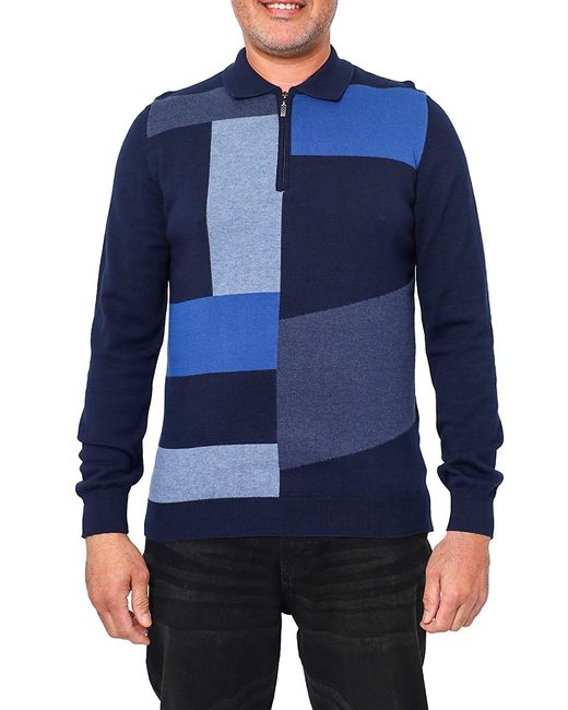 Vellapais Colorblock Quarter Zip Polo Sweater
