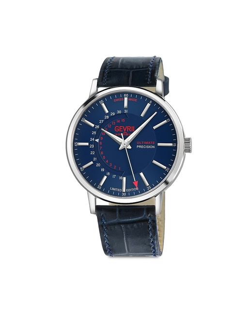 Gevril Guggenheim 40MM Stainless Steel Leather Strap Watch
