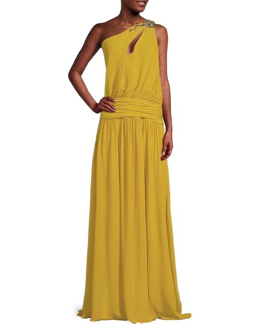Cavalli Class by Roberto Cavalli Roberto Cavalli One Shoulder Silk Fit Flare Gown