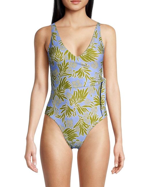 Tanya Taylor Kelly Floral Wrap One Piece Swimsuit