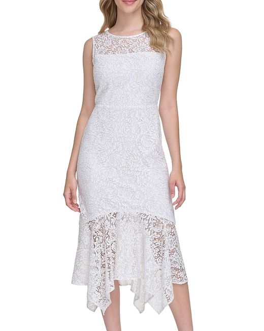 Kensie Asymmetric Lace Sheath Dress