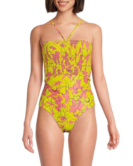 Tanya Taylor Kendra Smocked One Piece Swimsuit
