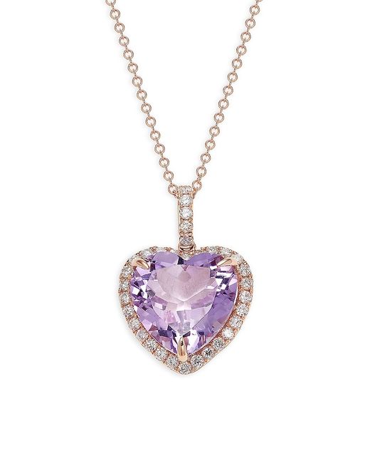 Effy 14K Rose Gold Diamond Heart Pendant Necklace