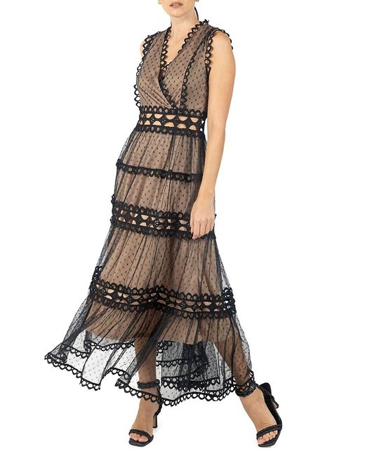 Akalia Serena Scalloped Lace Maxi Dress
