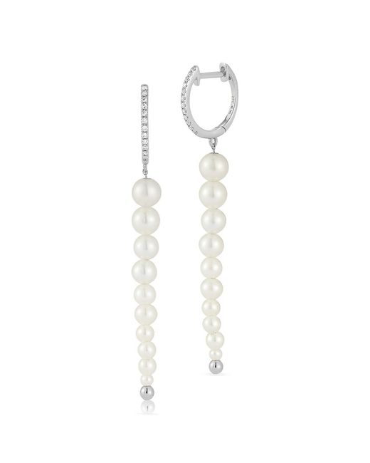 EF Collection 14K 2.5-5MM Freshwater Pearl Diamond Drop Earrings