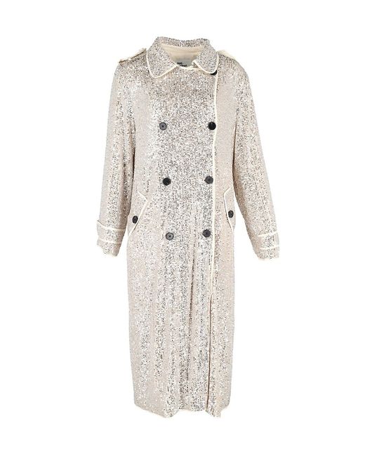 Self-Portrait Sequin-Embellished Double-Breasted Coat Polyester