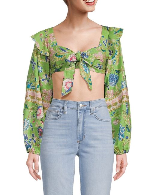 Hemant and Nandita Floral Knot Front Crop Top