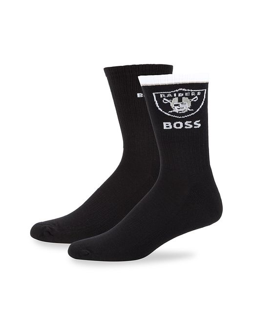 Boss 2-Pack Ribbed Logo Socks
