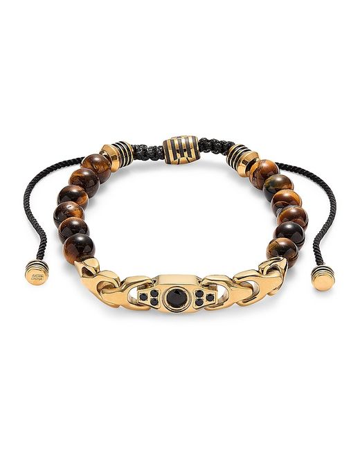 Esquire Goldtone Stainless Steel Spinel Tigers Eye Beaded Bracelet
